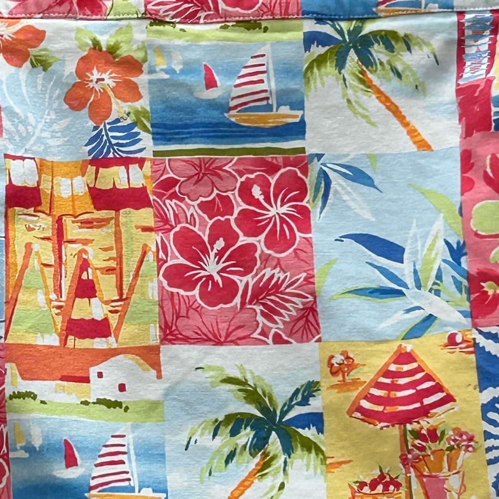 Talbots Zip Up Tropical Beach Patchwork Skirt Siz… - image 2